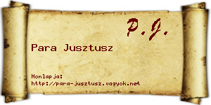 Para Jusztusz névjegykártya